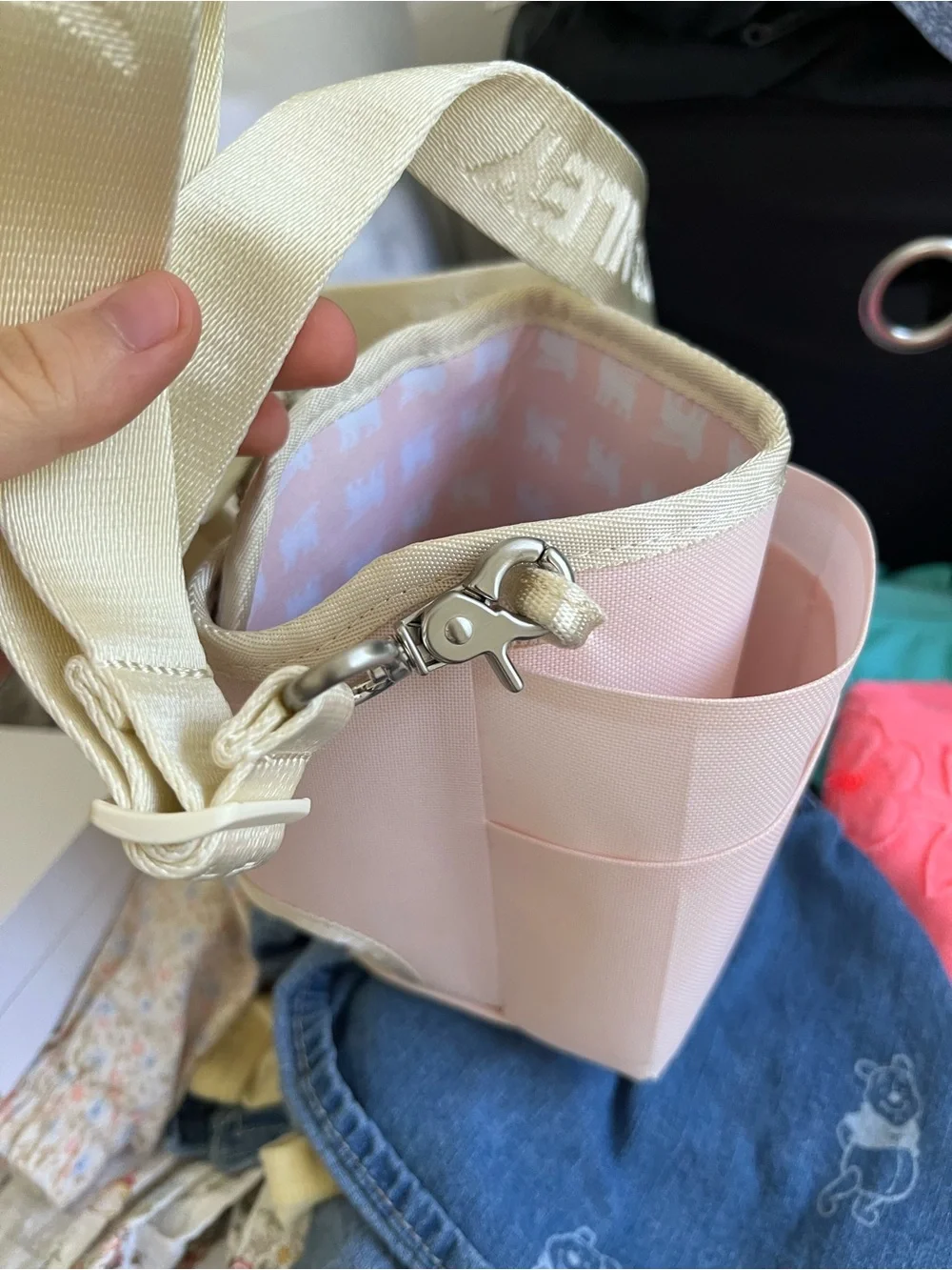 Stanley Light Pink Insulated Beverage Carrier with Cream Strap